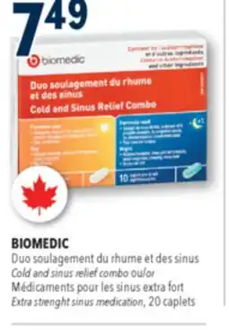Familiprix BIOMEDIC Cold and sinus relief combo or Extra strenght sinus medication, 20 caplets offer