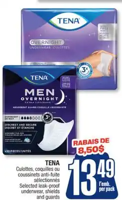 Jean Coutu TENA Selected leak-proof underwear, shields and guards offer