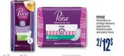 Jean Coutu POISE Selected pads and panty liners offer