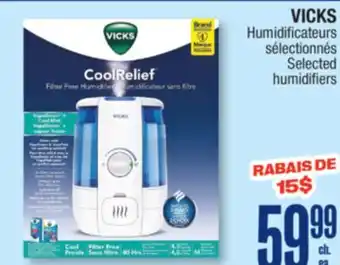 Jean Coutu VICKS Selected humidifiers offer