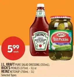 Shoppers Drug Mart J.L. kraft pure salad dressing, bick's pickles or heinz ketchup offer