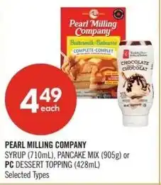 Shoppers Drug Mart Pearl milling company syrup, pancake mix, PC dessert topping offer