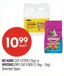 Shoppers Drug Mart No name cat litter or whiskas dry cat food offer