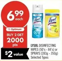 Shoppers Drug Mart Lysol disinfecting wipes offer
