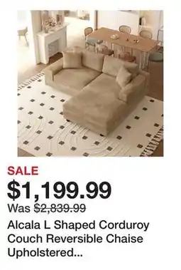 Wayfair Alcala L Shaped Corduroy Couch Reversible Chaise Upholstered Modular Sectional Sofa offer