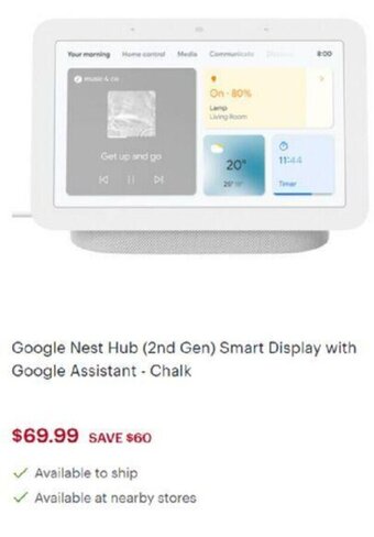 Best Buy Google Nest Hub (2nd Gen) Smart Display With Google Assistant - Chalk offer