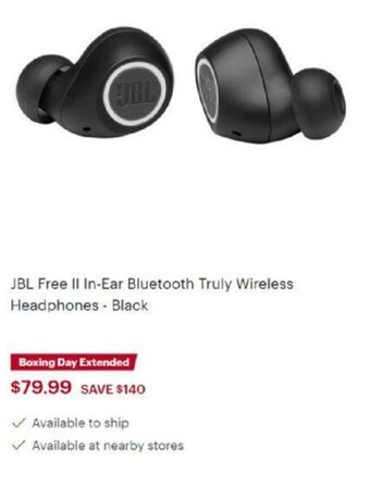 Best Buy JBL Free II In-Ear Bluetooth Truly Wireless Headphones - black offer