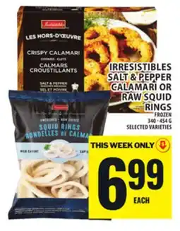 Food Basics IRRESISTIBLES SALT & PEPPER CALAMARI OR RAW SQUID RINGS offer