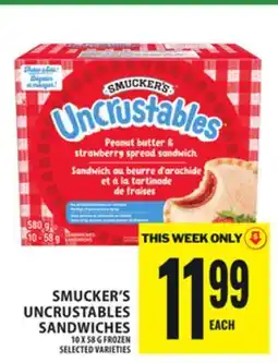 Food Basics SMUCKER'S UNCRUSTABLES SANDWICHES offer