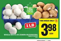 Food Basics WHOLE WHITE OR CRIMINI MUSHROOMS offer