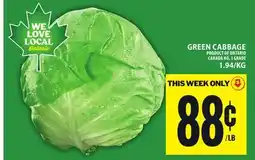 Food Basics GREEN CABBAGE offer