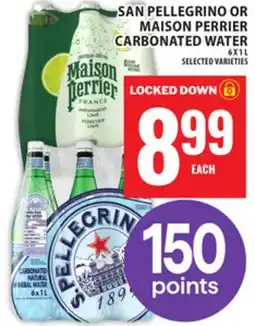 Food Basics SAN PELLEGRINO OR MAISON PERRIER CARBONATED WATER offer