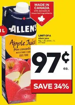Giant Tiger Allen's juice offer