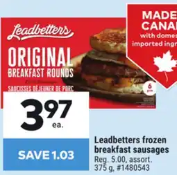 Giant Tiger Leadbetters frozen breakfast sausages offer
