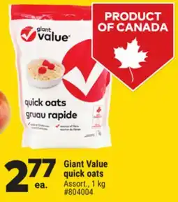 Giant Tiger Giant Value quick oats offer