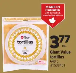 Giant Tiger Giant Value tortillas offer
