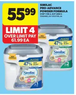 Real Canadian Superstore SIMILAC PRO-ADVANCE POWDER FORMULA STEP 1 OR 2 offer