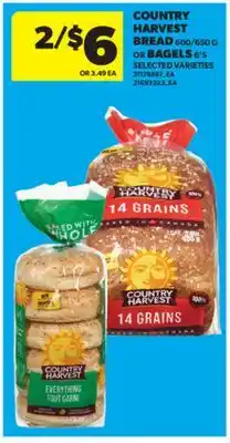 Real Canadian Superstore COUNTRY HARVEST BREAD, 600/650 G OR BAGELS, 6' S offer