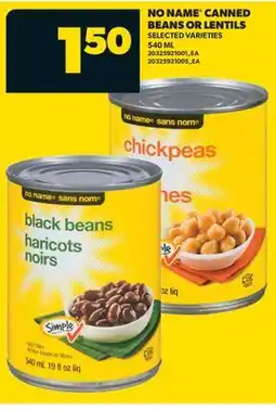 Real Canadian Superstore NO NAME CANNED BEANS OR LENTILS offer