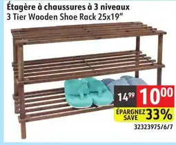 Sushi Shop 3 Tier Wooden Shoe Rack 25x19 offer