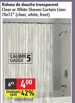 Sushi Shop Clear or White Shower Curtain Liner 70x72 (clear, white, frost) offer