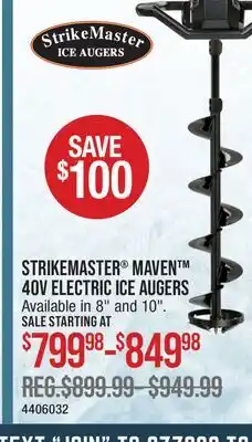 Cabela's STRIKEMASTER MAVEN 40V ELECTRIC ICE AUGERS offer