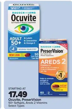 PharmaChoice Ocuvite, PreserVision 50+ Softgels, Areds 2 Vitamins offer