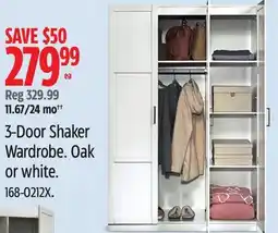 Canadian Tire 3-Door Shaker Wardrobe offer