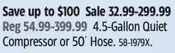 Canadian Tire 4.5-Gallon Quiet Compressor or 50´ Hose offer