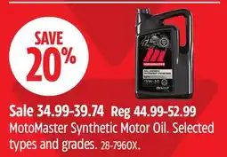 Canadian Tire MotoMaster Synthetic Motor Oil offer