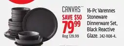 Canadian Tire Canvas 16-Pc Varennes Stoneware Dinnerware Set, Black Reactive Glaze offer