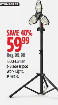 Canadian Tire Motomaster 1500-Lumen 3-Blade Tripod Work Light offer