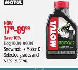 Canadian Tire MOTUL Snowmobile Motor Oil. Selected grades and sizes offer