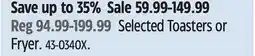 Canadian Tire Selected T-fal Toasters or Fryer offer