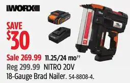 Canadian Tire Worx NITRO 20V 18-Gauge Brad Nailer offer