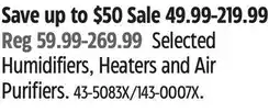 Canadian Tire Humidifiers, Heaters and Air Purifiers offer