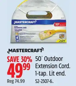 Canadian Tire 50´ Outdoor Extension Cord. 1-tap. Lit end offer
