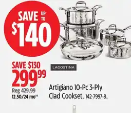 Canadian Tire Lagostina Artigiano 10-Pc 3-Ply Clad Cookset offer