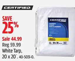 Canadian Tire Certified White Tarp, 20 x 20' offer