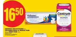 No Frills CENTRUM MULTIVITAMIN, 90', VOLTAREN BACK & MUSCLE PAIN, 120 g or JOINT PAIN, 100 g offer