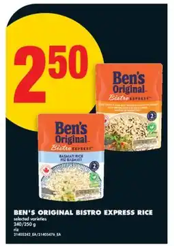 No Frills BEN'S ORIGINAL BISTRO EXPRESS RICE, 240/250 G offer