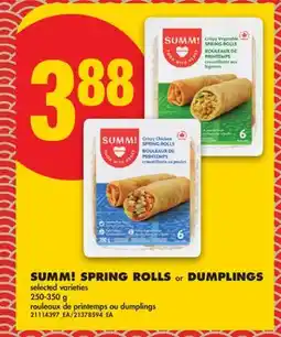 No Frills SUMM! SPRING ROLLS or DUMPLINGS offer