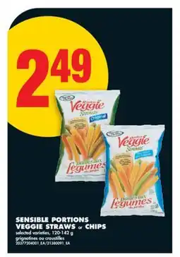 No Frills SENSIBLE PORTIONS VEGGIE STRAWS or CHIPS offer