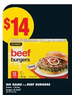 No Frills NO NAME 4 oz BEEF BURGERS offer