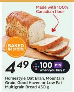 Sobeys Homestyle Oat Bran, Mountain Grain, Good Haven or Low Fat Multigrain Bread offer