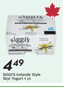 Sobeys SIGGI'S Icelandic Style Skyr Yogurt offer