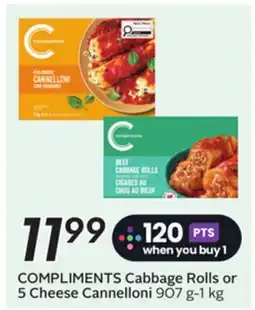 Sobeys COMPLIMENTS Cabbage Rolls or 5 Cheese Cannelloni offer