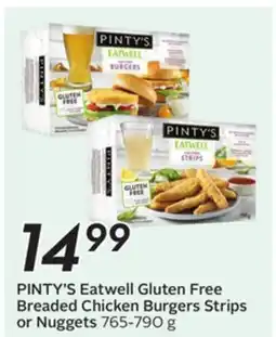 Sobeys PINTY'S Eatwell Gluten Free Breaded Chicken Burgers offer