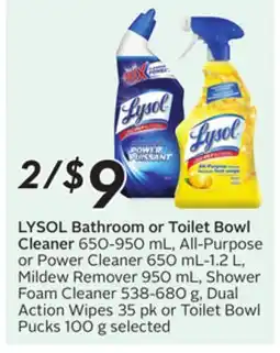 Sobeys LYSOL Bathroom or Toilet Bowl Cleaner offer