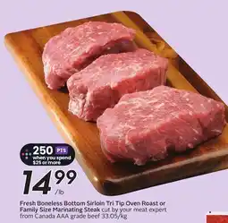 Sobeys Fresh Boneless Bottom Sirloin Tri Tip Oven Roast or Family Size Marinating Steak offer